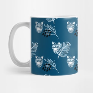 Tropical pattern with tiger and exotic leaves Mug